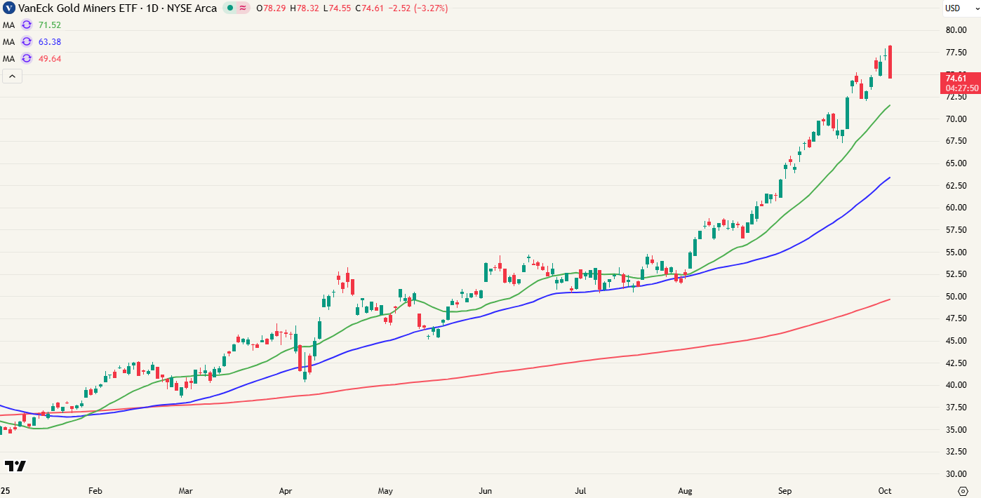 GDX - Goudmijnen + 120,23% YTD